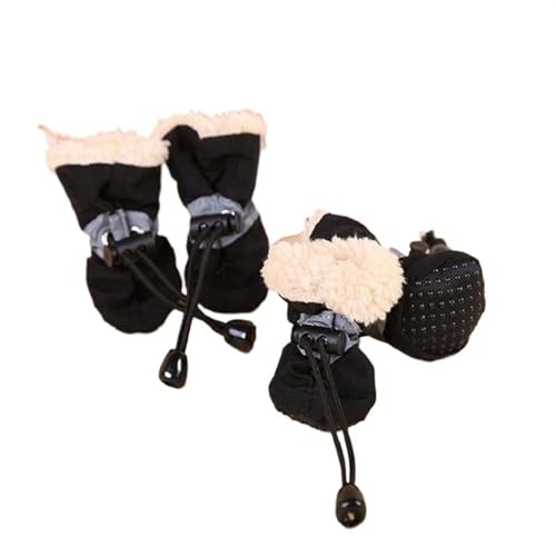 Hundeschuhe,Pfotenschutz Hund 4 Stücke wasserdichte Winter Haustier Hund Schuhe Anti-rutsch Regen Schnee Stiefel Schuhe Dicke Warme for Kleine Katzen Welpen Hunde Socken Booties(Cotton Black,M) von AYKANING