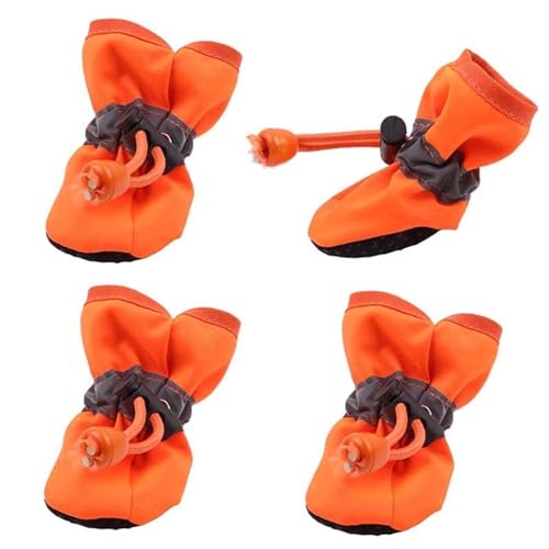 Hundeschuhe,Pfotenschutz Hund 4 Stücke wasserdichte Winter Haustier Hund Schuhe Anti-rutsch Regen Schnee Stiefel Schuhe Dicke Warme for Kleine Katzen Welpen Hunde Socken Booties(Without Cotton Or,L) von AYKANING