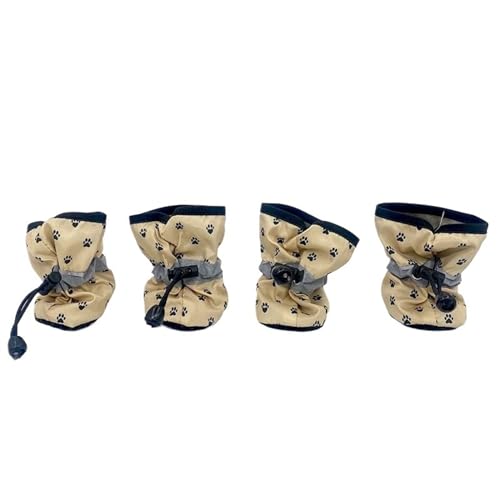 Hundeschuhe,Pfotenschutz Hund 4 Teile/Satz Hund Schuhe for Kleine Große Hunde Haustier Anti-Slip Stiefel Weiche Warme Socken Winter Outdoor Welpen Liefert(Summer-Beige,M-3) von AYKANING