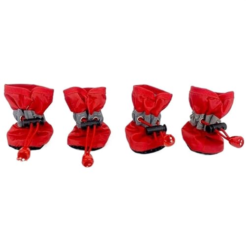 Hundeschuhe,Pfotenschutz Hund 4 Teile/Satz Hund Schuhe for Kleine Große Hunde Haustier Anti-Slip Stiefel Weiche Warme Socken Winter Outdoor Welpen Liefert(Summer-Red,2XL-6) von AYKANING