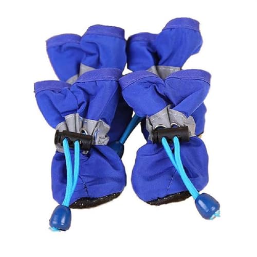 Hundeschuhe,Pfotenschutz Hund 4 Teile/Satz wasserdichte Haustier Hund Schuhe Anti-Slip Regen Stiefel Schuhe for Kleine Katzen Hunde Welpen Hund Pet Booties(Blue,5) von AYKANING