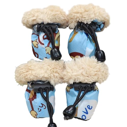 Hundeschuhe,Pfotenschutz Hund 4 Teile/Satz wasserdichte Haustier Hund Schuhe Winter Warme Anti-Slip Regen Stiefel Schuhe for Kleine Katze Hunde Welpen Hund pet Booties Zubehör(Blue-01,1) von AYKANING