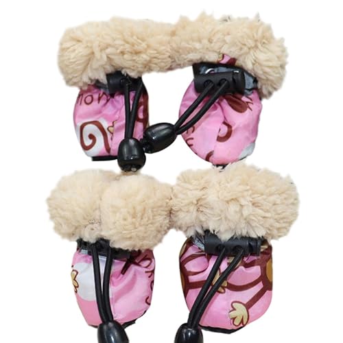 Hundeschuhe,Pfotenschutz Hund 4 Teile/Satz wasserdichte Haustier Hund Schuhe Winter Warme Anti-Slip Regen Stiefel Schuhe for Kleine Katze Hunde Welpen Hund pet Booties Zubehör(Pink,1) von AYKANING