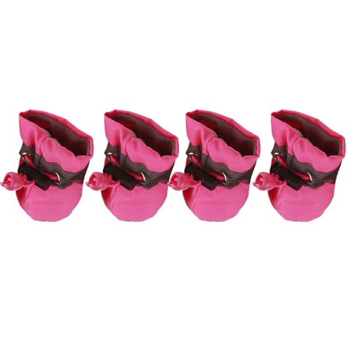 Hundeschuhe,Pfotenschutz Hund 4 stücke Haustier Hund Schuhe Anti-Slip Wasserdichte Schuhe for Hunde Regen Schnee Hund Stiefel Schuhe Dicke Warme Katze hund Socken Kleine Hunde Hausschuhe(Pink no fluff von AYKANING