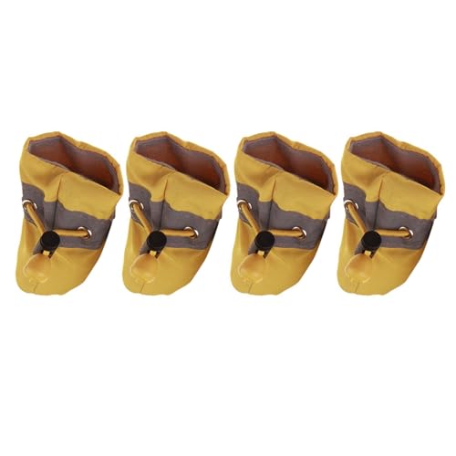 Hundeschuhe,Pfotenschutz Hund 4 stücke Haustier Hund Schuhe Anti-Slip Wasserdichte Schuhe for Hunde Regen Schnee Hund Stiefel Schuhe Dicke Warme Katze hund Socken Kleine Hunde Hausschuhe(Yellow no flu von AYKANING