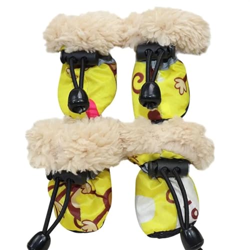 Hundeschuhe,Pfotenschutz Hund 4 stücke Winter Dicke Warme Haustier Hund Schuhe Anti-Slip wasserdichte Regen Schnee Stiefel Schuhe for Welpen Hund Socken Booties Haustier Pfote Pflege(A2,5) von AYKANING