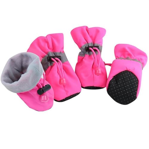 Hundeschuhe,Pfotenschutz Hund 4 stücke rutschfeste Welpen Schuhe wasserdichte Winter Haustier Hund Anti-Slip Regen Schnee Stiefel Schuhe Dicke Warme for Prewalkers socken Booties(Spring Pink,5) von AYKANING