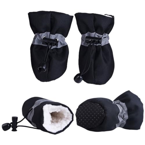 Hundeschuhe,Pfotenschutz Hund 4 stücke wasserdichte Winter Haustier Hund Schuhe Anti-Slip Regen Schnee Stiefel Schuhe Dicke Warme for Kleine Katzen Hunde welpen Hund Socken Booties(Black,4) von AYKANING