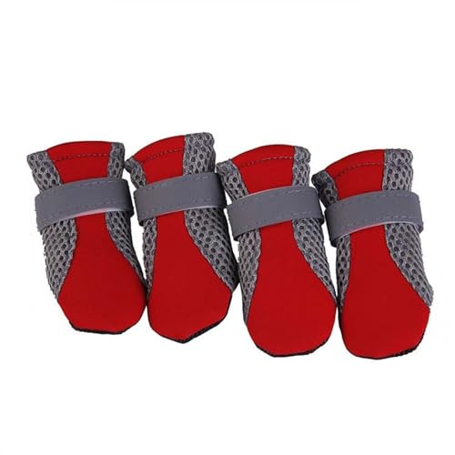 Hundeschuhe,Pfotenschutz Hund Atmungsaktive Haustier-Hundeschuhe, wasserdichtes Outdoor-Walking-Netz, weiche Sommer-Haustierschuhe, nachtsicher, reflektierende Stiefel for kleine, mittelgroße Hunde(1 von AYKANING