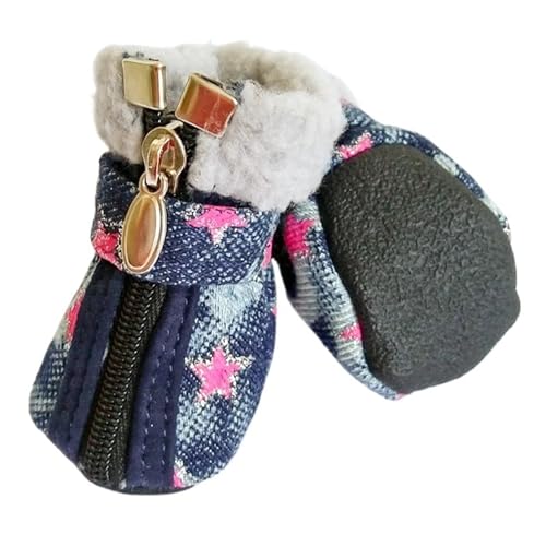 Hundeschuhe,Pfotenschutz Hund Haustier-Schuhe for Hunde, Welpen, warm, Schnee, Winterstiefel, schöner Anti-Rutsch-Reißverschluss, rutschfest, atmungsaktiv(B,1) von AYKANING