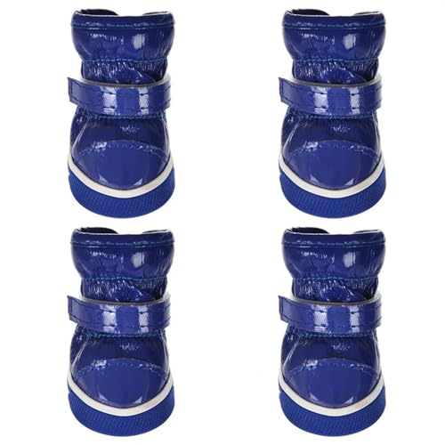 Hundeschuhe,Pfotenschutz Hund Hunde Schuhe Schuhe Regen Winter Hund 4 Teile/Satz Zubehör Haustier Wasserdicht Schnee Slip(Blue,3) von AYKANING