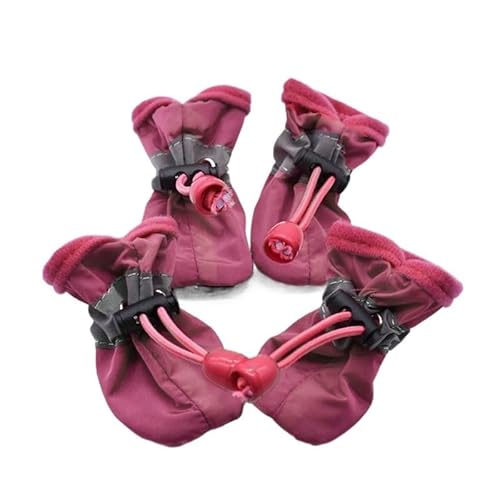 Hundeschuhe,Pfotenschutz Hund Hundeschuhe, Sommer, atmungsaktive Schuhe, Haustier-Fußabdeckungen, wasserdichte Regenstiefel, Muster, rutschfest, wasserdicht(B-Rose red,L) von AYKANING