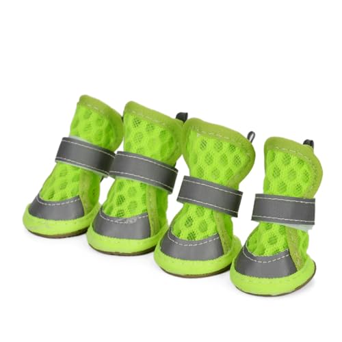 Hundeschuhe,Pfotenschutz Hund Hundeschuhe for kleine und mittelgroße Hunde, reflektierendes Netz, atmungsaktiv, Sommerschuhe, Welpen-Outdoor-Zubehör(Green,1) von AYKANING