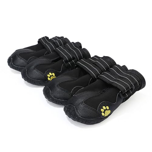 Hundeschuhe,Pfotenschutz Hund Hundestiefel, wasserdichte Hundeschuhe, Hundestiefel mit reflektierender, robuster, Rutschfester Sohle und rutschfesten Outdoor-Schuhen for große Hunde, 4 Stück(Size 7) von AYKANING