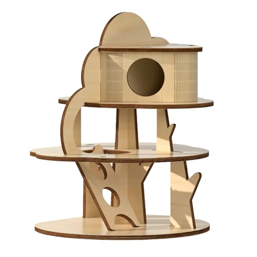 Hamsterschloss aus Holz, Aktivitätszentrum für Hamster, Kleintier-Plattform, Kletterspielzeug für Maus, Rennmäuse, Kleintiere (B) von AYKHDS