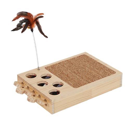 Katzenkratzbrett, Weiche Feder Interaktiver Katzenkratzer, Katzenkratzer, 2 in 1 Lustige Modische Katzenspielbedarf mit Whack Mole für Pet Shop, Home, Cattery, Indoor von AYKHDS