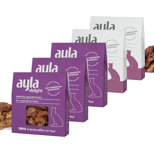 Premium Entenmix-Set für Katzen: 5x28g | 3X Entenbrust mit Haut & 2X Entenherzen | Gefriergetrocknet | Human Grade Quality | AYLA von AYLA