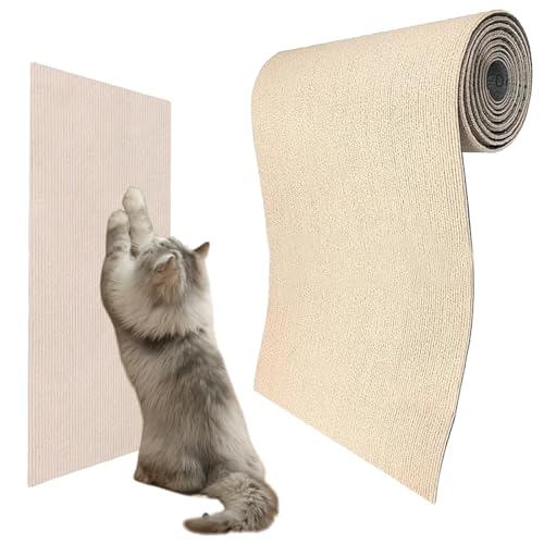 100x30cm Katze kratzt Matte trimmbar Katze kratzt Teppich Selbstklebende DIY Katze kratzt Rolle Kratzbaum Regale Ersatz Pad für Kratzbaum Regale Couch Möbel Protector Khaki von AYLIORUY