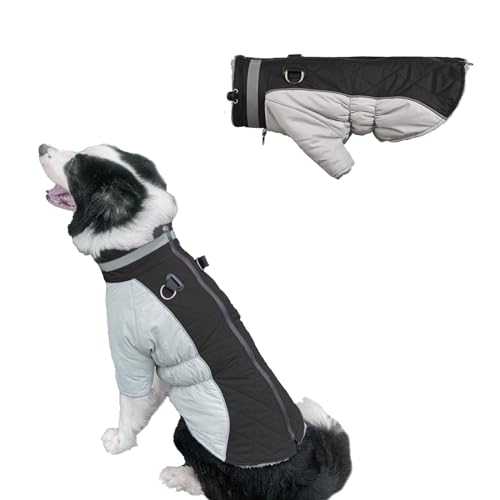 Hundemantel, warme Hundejacke, Wintermantel mit Beinen, reflektierender Rollkragen, Fleece-Weste mit Geschirr, integriert, wasserdicht, winddicht, Schneeanzug für kleine, mittelgroße und große Hunde, von AYLIORUY