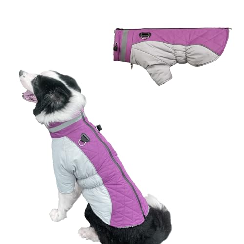 Hundemantel, warme Hundejacke, Wintermantel mit Beinen, reflektierender Rollkragen, Fleece-Weste mit Geschirr, integriert, wasserdicht, winddicht, Schneeanzug für kleine, mittelgroße und große Hunde, von AYLIORUY