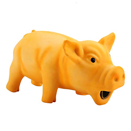 AYNEFY Latex Pig Pet Chew Toys,Cute Grunting Sound Rubber Puppy Chew Toy Interactive Teeth Grinding Toys Squeaky Dog Toys Puppy Molar Toy Dog Sounding Toy (Yellow) von AYNEFY