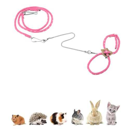 Pet Training Leash, Cotton Pet Hamster Harness Adjustable Harness Vest and Leash Set Soft Animal Vest Pet Vest Leash for Small Pet Outdoor Walking (Pink) von AYNEFY