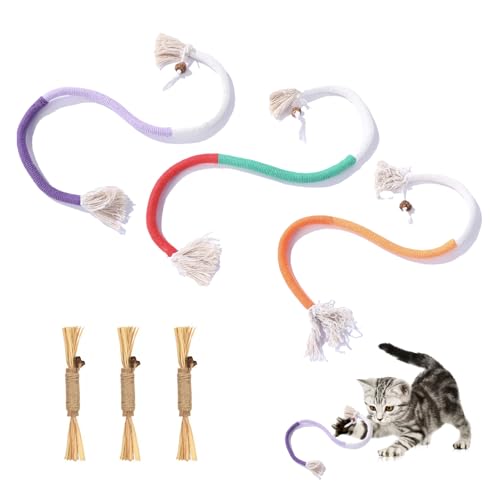 AYNKH Cat Bite Rope Kausticks, 6 Stück, für Katzen, Kätzchen, Beißseil, interaktiv, für den Innenbereich, aus Baumwolle, natürlich, zahnärztliche Katze, Beiß-Stick, Spielzeug zur Druckentlastung von AYNKH