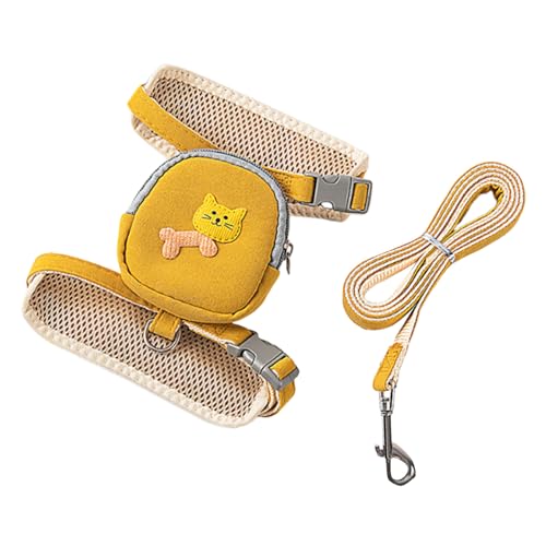 AYOrpeg Hunderucksack Geschirr Hundegeschirr mit Rucksack verstellbares Geschirr Hund für kleine mittelgroße Hunde verstellbar abnehmbar Welpenrucksack (Yellow, M) von AYOrpeg