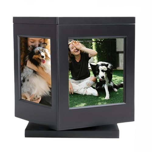 AYPOHU Gedenkbox Für Den Verlust Von Haustieren Mit Fotorahmen Drehbare Holzbestattungsbox Für Hunde Katzen Gedenkurnen Kleintier Andenkenbox von AYPOHU