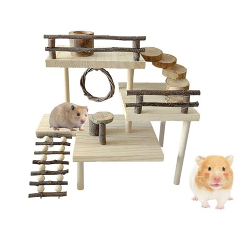 AYPOHU Pet Kleine Hamster Training Holz Kauen Spielzeug Plattform Gym Plattform Nagetiere Spielzeug Käfig Montieren Hamster Spielzeug Für Käfig von AYPOHU