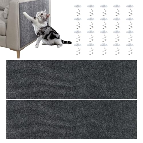 AYSYR 2 Stück Kratzmatte Selbstklebend mit 20 Sofaschnallen,Kratzmatte Katze 30×100cm,Kratzschutz Sofa Katze für DIY Climbing Cat Scratcher,Katzen Kratzmatte für Möbel Couch Tür Schutz von AYSYR