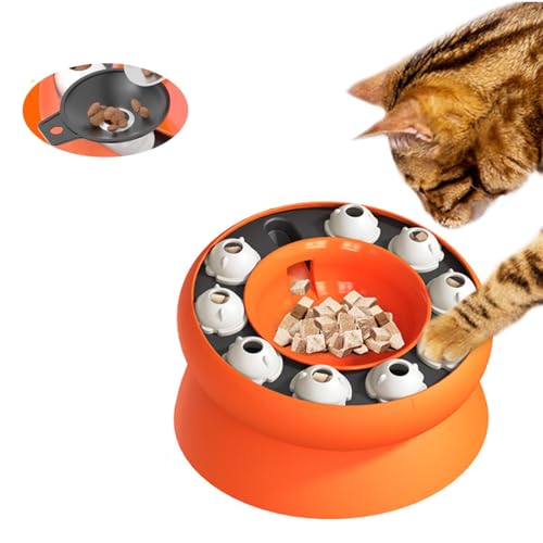 Slow Feeder Katzennapf,lustiger interaktiver Futterspender,verlangsamt das Fressen von Haustieren,verhindert Überfressen,für kleine,mittelgroße und große Rassen (Orange) von AYYQ