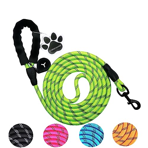 Starkes Hundeleine, 3M/2M,Geeignet für mittelgroße und große Hunde, Mit komfortablem gepolstertem Griff und hoher reflektierender Linie (Green, 3M×12mm) von AYZECHANG