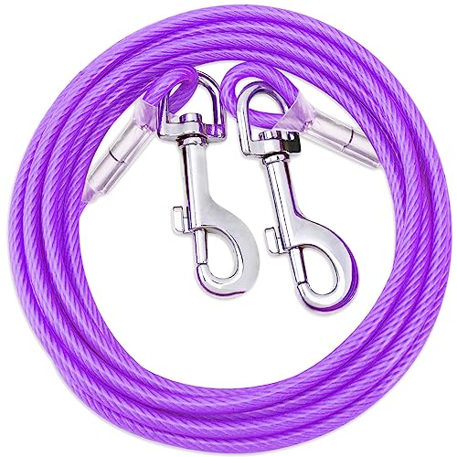 Violette Hundeleine für Hunde, 3-15 m lang, für Hof, Stahldraht, Hundekabel mit langlebigen überlegenen Clips, Hundeketten für äußere Hundeleine für kleine und große Hunde (3 m) von AYiFFWTEO