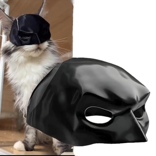 AZA Katzen-Halloween-Bekleidung, Fledermausmaske, Superhelden-Cosplay-Kostüm, Hundekappe, lustiger Katzenhut für Haustiere, Zubehör, Haustierjunge für kleine Katzen (XS, Schwarz) von AZA