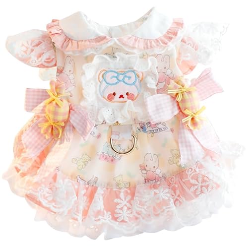 Lolita-Kleid für Hunde, Prinzessinnenkleider für kleine Hunde, Katzen, Lolita, Spitze, Schleife, Süßigkeiten-Kostüm, rosa Bär, Haustier-Kapuzenpullover, Mädchen, niedlicher Mantel, Outfits, von AZA