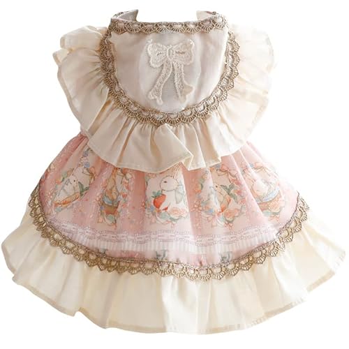 Lolita-Kleid für Hunde, Prinzessinnenkleider für kleine Hunde und Katzen, Spitzen-Schleife, Hasenkostüm, Rosa, Haustiermädchen, niedlicher Mantel, Outfits, Frühlingskostüme, Sommer (XL, rosa Hase) von AZA