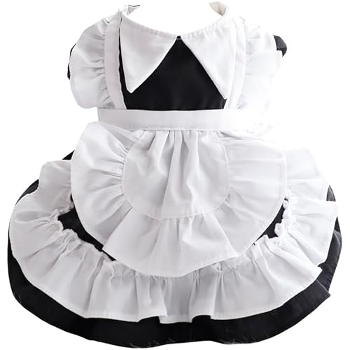 Lolita-Kleidung für Hunde, Prinzessinnenkleider für kleine Hunde, Dienstmädchen-Kostüm, niedlicher Mantel, Outfits, Herbstkostüme (Größe XL, Dienstmädchen) von AZA
