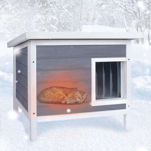 AZAMIA Outdoor Katzenhaus Wasserdichtes Dach für Winter Feral Cat Shelter für Außenkatzen, Isolierter Allround-Schaumstoff Holz Outdoor Tiere Haus für Katzen von AZAMIA