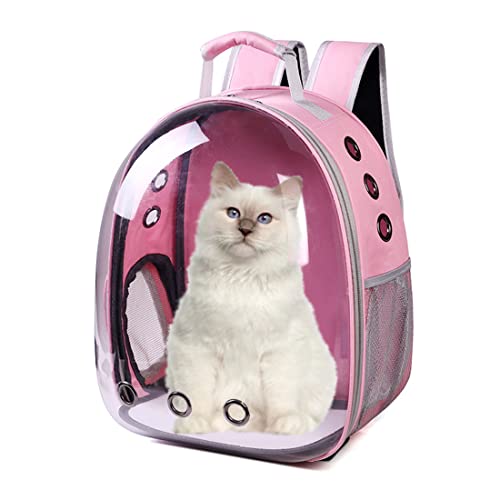 Katzen-Rucksack, atmungsaktiv, für Haustiere, Kapsel, Rucksack, von Fluggesellschaften zugelassen, kleiner Platz (Rosa) von AZHOKTD