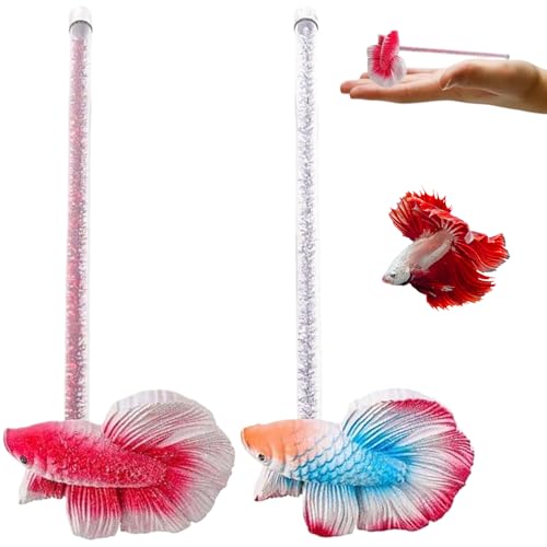 AZIDWERYQ 2pcs Betta Fischspielzeug, 5,9 -Zoll -Simulation Beta -Fischspielzeug, wasserdichte Harz Betta Toys, Wiederverwendbare Betta Interactive Toys für Betta -Tanks Betta Toys von AZIDWERYQ