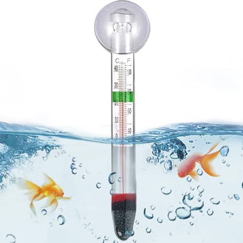 AZIDWERYQ Aquarium -Thermometer Tauchglasfischtankmesser mit Saugbecher schwimmendem Fischtankmesserstab für Süßwasser und Salzwasser Fischtankmesserstab eingeschaltet von AZIDWERYQ