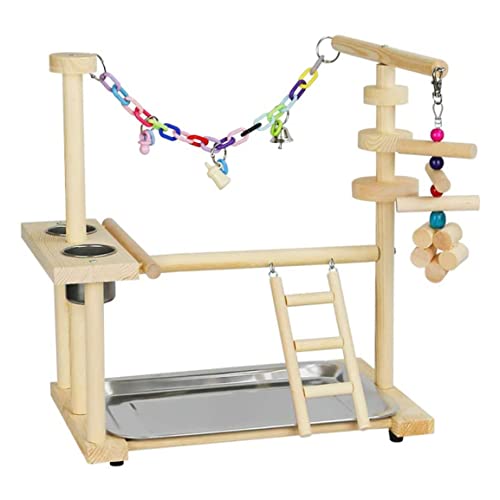 AZIDWERYQ Bird Playground Spielzeugpapageien Play Stand Play Turnhalle Sach als Spielstall Leiter Swing Haustier Vogelkauen Spielzeug mit Feeder Cup Bird Playground Ständer von AZIDWERYQ