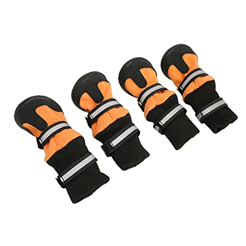 AZMUDE Hunde-Schneeschuhe, Hundestiefel, Stabile Traktion, Weich, rutschfest, Reflektierend, Wasserdicht, Verstellbar, für Haustiere, Welpen, Schuhe Zum Wandern, Laufen, Orange (XL) von AZMUDE