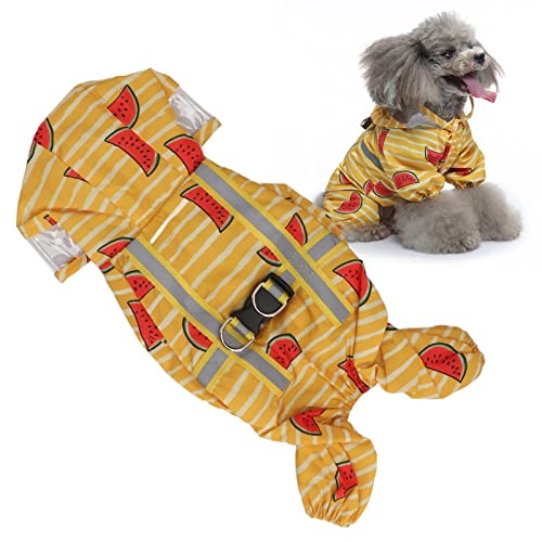Hunde-Regenjacke, Hunde-Regenmantel, Haustier-Hunde-Regenmantel mit Kapuze, leichter Wassermelonen-Muster, wasserdicht, reflektierend, Welpen-Regenmantel-Jacke mit D-Ring (XL) von AZMUDE