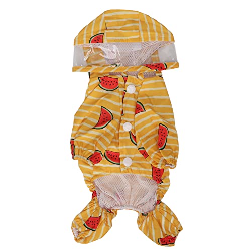 Hunde-Regenjacke, Hunde-Regenmantel, Haustier-Hunde-Regenmantel mit Kapuze, leichter Wassermelonen-Muster, wasserdicht, reflektierend, Welpen-Regenmantel-Jacke mit D-Ring (XS) von AZMUDE