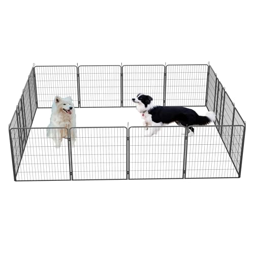 Laufstall für Hunde, Laufstall für Welpen mit zwei Türen, Freigehege, tragbar, 80 x 60 cm, für Welpen, Kaninchen von AZMUDE