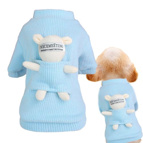 AZOOB Hundepullover,Warme Rollkragen-Strickkatzen-Outfits mit Bärenpuppe - Niedlicher Rollkragenpullover, warme Welpenkleidung, Winterkleidung für Hunde, Haustierweste, warme Welpenpullover von AZOOB