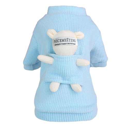 AZOOB Hundepullover | Rollkragenoverall mit Bärenpuppe,Rollkragenpullover, süßer Overall, Warmer Welpenpullover, Jungen- und Mädchen-Outfits für kleine Hunde, für kleine Katzen, Hunde von AZOOB