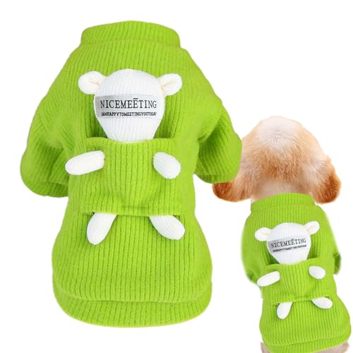 AZOOB Hundepullover für kleine Hunde - Warme Welpenpullover Jungen Mädchen Outfits für kleine Hunde mit Bärenpuppe | Süße Welpenkleidung Hund Winterkleidung Hundeoverall Welpe Herbst Winter Pullover von AZOOB